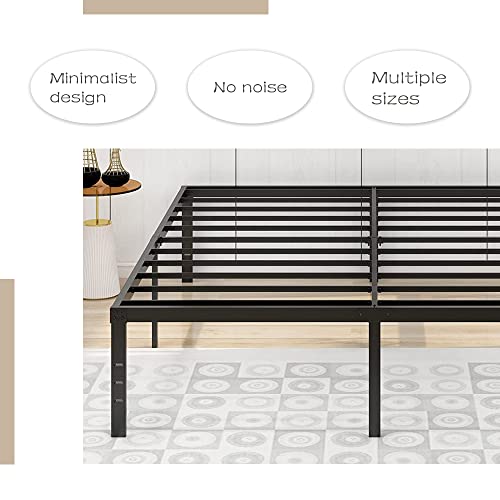 alazyhome 18 Inch Metal California King Size Bed Frame Heavy Duty Platform Noise Free Steel Slat Support Easy Assembly Noise Free No Box Spring Required Black