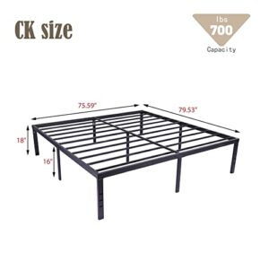 alazyhome 18 Inch Metal California King Size Bed Frame Heavy Duty Platform Noise Free Steel Slat Support Easy Assembly Noise Free No Box Spring Required Black