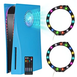 qychhj ps5 face plates disc edition with cooling vents, ps5 cover plates with 400+ rgb led light strip ps5 panels for playstation 5 disc edition ps5 rgb lights decoration kit ps5 accessories, blue