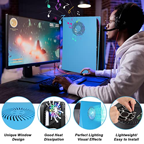 QYCHHJ PS5 Face Plates Disc Edition with Cooling Vents, PS5 Cover Plates with 400+ RGB LED Light Strip PS5 Panels for Playstation 5 Disc Edition PS5 RGB Lights Decoration Kit PS5 Accessories, Blue