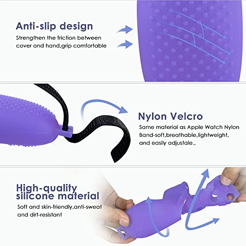 JYMEGOVR for Oculus Quest 2 Controller Silicone Cover, Protective Accessories for Meta VR Grips with 2 Silicone Button Covers, Multi Colors Soft Grips Skin (Purple for Grips)