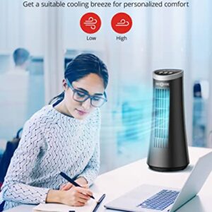 Mirdred Desk Fan, 75° Oscillating Tower Fan with 2 Speeds, Quiet Cooling Table Fan, 12’’ Portable Corded Small Fan, Bladeless Fan for Bedroom Home Office Desktop (Black)