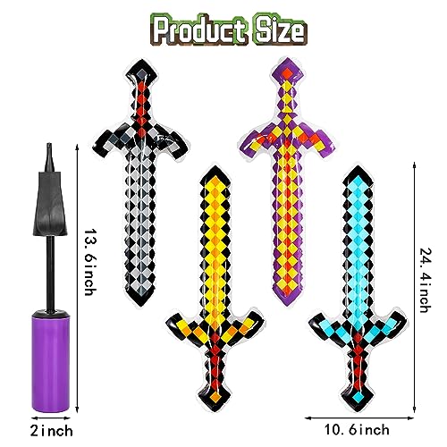 Gifolavy 16 Pack Craft Inflatable Weapon, Sword Pixel Inflatable Sword Inflatable Toys for Kids Birthday Party Cosplay Pool Party Favors