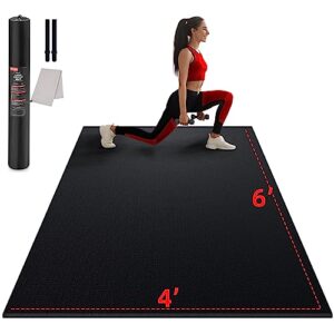 gymcope large exercise mat for home workout,10'x6'/9'x6'/8'x6'/7'x5'/6'x4' (7mm) extra thick workout mat, high-density gym mat for cardio, jump rope, mma, weights (shoe-friendly)