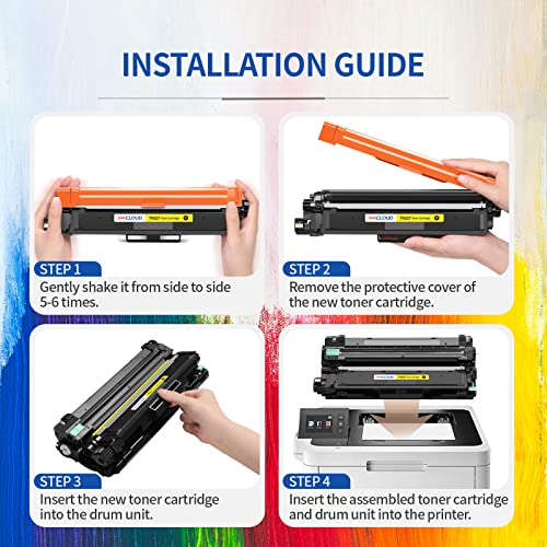 INKCLOUD TN-227BK/C/M/Y Compatible Toner Cartridge Replacement for Brother TN227 TN223 Work with HL-L3290CDW MFC-L3770CDW MFC-L3750CDW HL-L3270CDW HL-L3210CW Printer (Black Cyan Magenta Yellow 4 Pack)