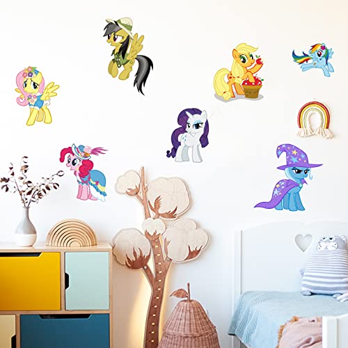 Kids Room Cartoon Pony Wall Decal Peel and Stick Baby Nursery Wall Sticker for Girls Bedroom Daycare Baby Girls Cute Pony Wall Decor