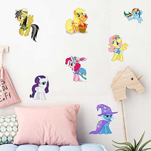 Kids Room Cartoon Pony Wall Decal Peel and Stick Baby Nursery Wall Sticker for Girls Bedroom Daycare Baby Girls Cute Pony Wall Decor