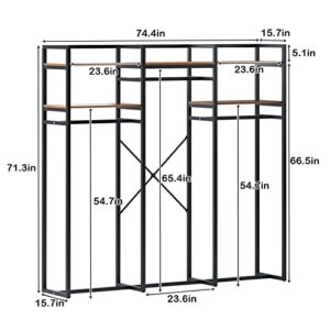 soges Garment Racks with 2 Tiers Shelves 3 Rod Clothes Rack FreeStanding Rack Organizer Storage for Hanging Clothes and Storage