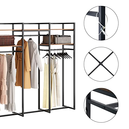 soges Garment Racks with 2 Tiers Shelves 3 Rod Clothes Rack FreeStanding Rack Organizer Storage for Hanging Clothes and Storage