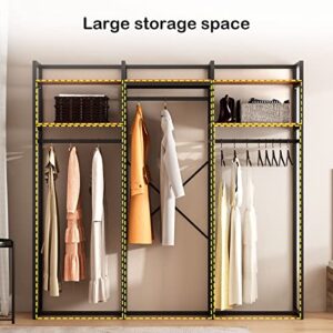 soges Garment Racks with 2 Tiers Shelves 3 Rod Clothes Rack FreeStanding Rack Organizer Storage for Hanging Clothes and Storage