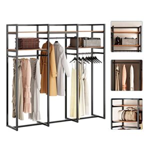 soges Garment Racks with 2 Tiers Shelves 3 Rod Clothes Rack FreeStanding Rack Organizer Storage for Hanging Clothes and Storage