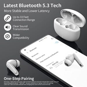 Bluetooth 5.3 Headphones for Samsung S22 S23 Ultra Flip Fold A54 A53 A12,True Wireless Noise Canceling Earbuds,Bluetooth Earbud Earphones,Sweat Resistant,HD Mic,Deep Bass for iPhone 15 Pro Pixel 6a