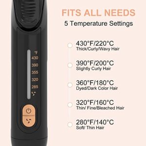 Hywestger Flat Iron Hair Straightener and Curler 2 in1 | 360° Airflow Styler Curling Iron with 80 Ionic Cooling Air Vents, 5 Adjustable Temperature Settings, 15s Fast Heating & Dual Voltage