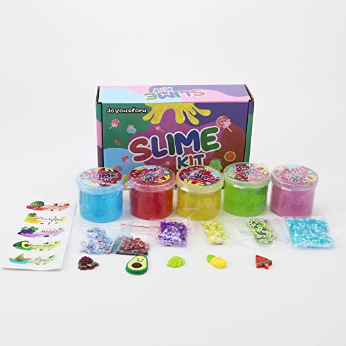 5 Pack Crunchy Slime,Clear Slime Kit with Glimmer for Girls,Birthday Gifts School Party Favors Toy for Girls and Boys