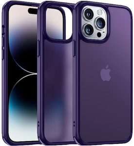 alphex 8 colors for iphone 14 pro max case, 12ft military grade drop protection, silky & non-greasy feel, pocket friendly, thin slim phone cover for men women 6.7 inch - deep purple
