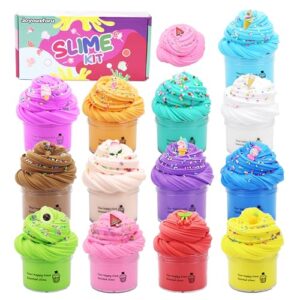 butter slime kit for girls 13 pack, party favors non-sticky and super soft stress relief toy for boys, easter basket stuffers