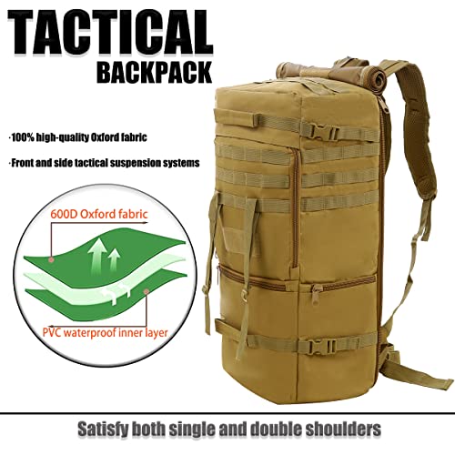 IFANGZHIWUI Hiking Backpacks 50L Camping Backpacks for Men Women 600D Oxford Outdoor for Traveling With Waterproof cover (khaki, 50L)