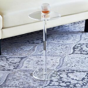 crysfloa small side table acrylic small drink table clear end table modern accent acrylic table 10 inch round drink table for living room dorm bedroom bathroom office outdoor business 10’’x10’’x21.5’’