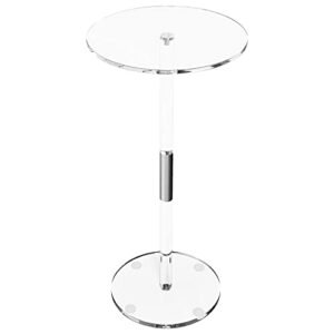 CRYSFLOA Small Side Table Acrylic Small Drink Table Clear End Table Modern Accent Acrylic Table 10 inch Round Drink Table for Living Room Dorm Bedroom Bathroom Office Outdoor Business 10’’x10’’x21.5’’