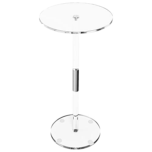 CRYSFLOA Small Side Table Acrylic Small Drink Table Clear End Table Modern Accent Acrylic Table 10 inch Round Drink Table for Living Room Dorm Bedroom Bathroom Office Outdoor Business 10’’x10’’x21.5’’