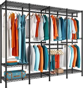 raybee clothes rack heavy duty clothing racks for hanging clothes load 985 lbs,metal clothing rack freestanding portable wardrobe closet rack for hanging clothes wire garment rack, black