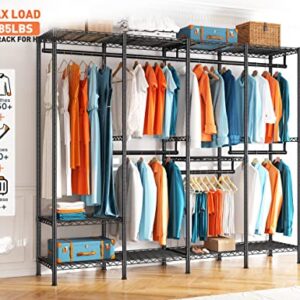 Raybee Clothes Rack Heavy Duty Clothing Racks for Hanging Clothes Load 985 LBS,Metal Clothing Rack Freestanding Portable Wardrobe Closet Rack for Hanging Clothes Wire Garment Rack, Black