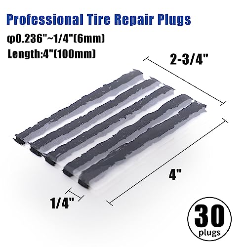 LOGOL Tire Plugs Heavy Duty (4", 30pcs).Tire Repair Strings for Puncture Repair are Suitable for Tubeless Tires Car, Light Truck, Motorcycle, ATV, UTV. etc.…