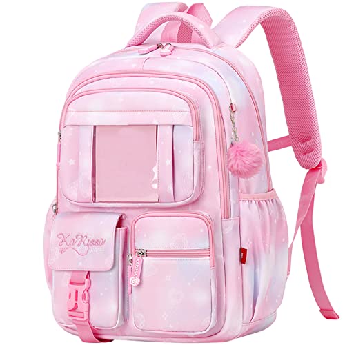 Girls backpack,Kids Backpack for Girl,Cute Elementary Bookbag Waterproof Large Capacity School Bag Backpacks for Girls (Pink)