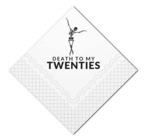 sharkbliss death to my twenties cocktail napkins, 50 pack rip twenties death to my 20s dirty 30 birthday paper cocktail beverage napkins in bulk for 30th birthday | 2-ply, 5x5" (death to my 20s)
