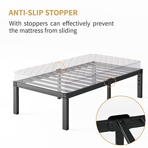 Gdduck 18 Inch Twin Bed Frame Metal Platform Bed Frame with Storage，Sturdy Steel Frame No Box Spring Needed,Black Frame Heavy Duty Noise-Free,Easy Assembly，Support up to 2500lbs