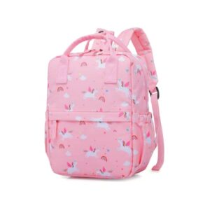 cute preschool backpack toddler school book bag for girls boys kids kindergarten nursery travel bag with chest strap(12inch, pink unicorn)