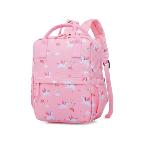 Cute Preschool Backpack Toddler School Book Bag for Girls Boys Kids Kindergarten Nursery Travel Bag with Chest Strap(12inch, Pink Unicorn)