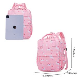 Cute Preschool Backpack Toddler School Book Bag for Girls Boys Kids Kindergarten Nursery Travel Bag with Chest Strap(12inch, Pink Unicorn)