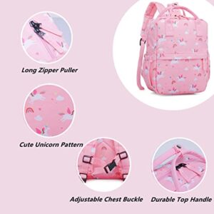 Cute Preschool Backpack Toddler School Book Bag for Girls Boys Kids Kindergarten Nursery Travel Bag with Chest Strap(12inch, Pink Unicorn)