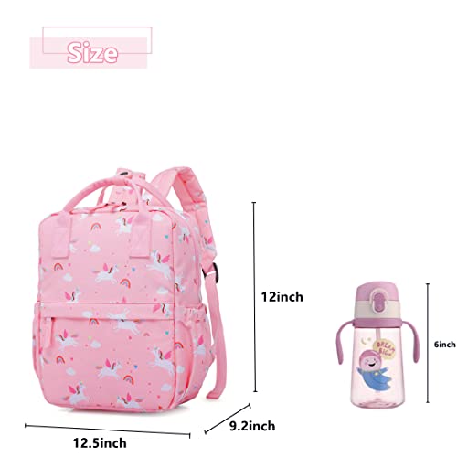 Cute Preschool Backpack Toddler School Book Bag for Girls Boys Kids Kindergarten Nursery Travel Bag with Chest Strap(12inch, Pink Unicorn)