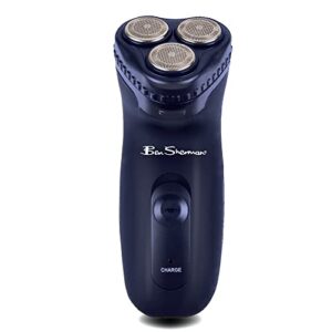 ben sherman shavers for men rechargeable electric shaver for men face, cordless rotary electric shaver with pop-trimmer with powerful rotating heads