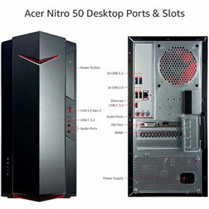 acer Nitro 50 N50 Gaming Desktop Computer - 12th Gen Intel Core i5-12400F 6-Core up to 4.40 GHz CPU, 16GB RAM, 512GB NVMe M.2 SSD, GeForce GTX 1650 4GB GDDR5 Graphics, Intel Wi-Fi 6, Windows 11 Home