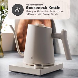 Greater Goods Electric Gooseneck Kettle, Designed in St. Louis, Birch White,1200 Watt