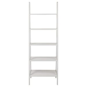 Stony Edge 5-Tier Ladder Bookcase-White, Anti-Tipping Wood Ladder Bookshelf and Display Stand, Decorative Shelves for Home and Office, 24.75" W x 16" D x 72" H