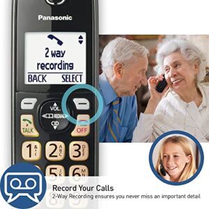 Panasonic Cordless Phone with Answering Machine, Advanced Call Block, Bilingual Caller ID and Easy to Read High-Contrast Display, Expandable System with 2 Handsets - KX-TGD832M (Metallic Black)