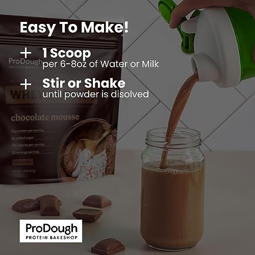 ProDough Gourmet Whey Isolate Hydrolized Protein Powder for Shake Mix- Easy Digest Enzyme Blend, 25g Protein per Serving, Natural Ingredients, Gluten Free, Keto Friendly (Coconut Cream)