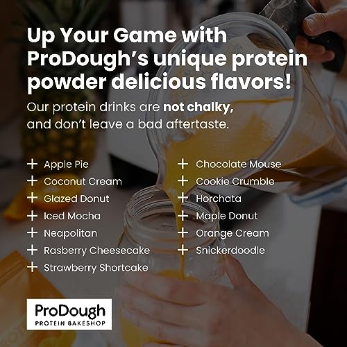 ProDough Gourmet Whey Isolate Hydrolized Protein Powder for Shake Mix- Easy Digest Enzyme Blend, 25g Protein per Serving, Natural Ingredients, Gluten Free, Keto Friendly (Coconut Cream)