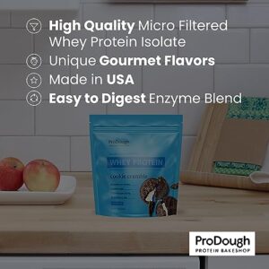 ProDough Gourmet Whey Isolate Hydrolized Protein Powder for Shake Mix- Easy Digest Enzyme Blend, 25g Protein per Serving, Natural Ingredients, Gluten Free, Keto Friendly (Coconut Cream)