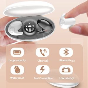 Loluka Invisible Earbuds 24 Hours Playtime Mini Bluetooth Earbuds True Wireless Earbuds Stereo HiFi Music IPX4 Waterproof Noise-Cancelling Discreet with Wireless Charging Case