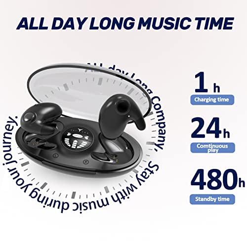 Loluka Invisible Earbuds 24 Hours Playtime Mini Bluetooth Earbuds True Wireless Earbuds Stereo HiFi Music IPX4 Waterproof Noise-Cancelling Discreet with Wireless Charging Case