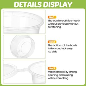 Didaey 300 Pcs 2 oz Plastic Dressing Containers Clear Portion Cups Small Condiment Containers with Lids Hinged Airtight Souffle Cups Disposable Sauce Cups with Lids for Food, Salad Storage