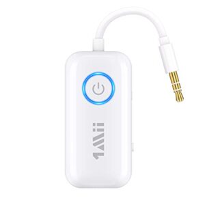 1mii bluetooth 5.3 transmitter receiver for airplane/tv to 2 headphones/airpods, dual links wireless audio adapter w/aptx low latency/hd/aptx adaptive, 3.5mm aux bluetooth adapter for cars, gym, boat
