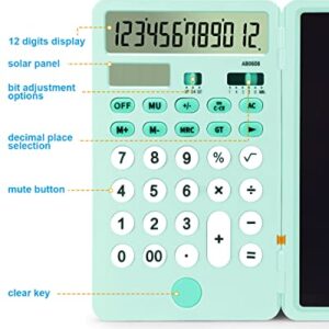 Aucanla Calculator with Notepad,12-Digit Large Display Desk Calculator,Rechargeable and Solar Basic Calculator for Office,School and Business