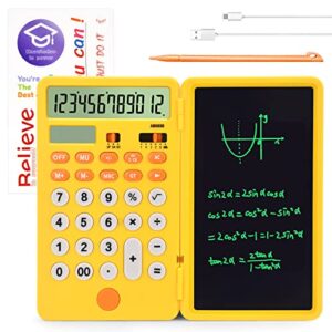 aucanla calculator with notepad,12-digit large display desk calculator,rechargeable and solar basic calculator for office,school and business