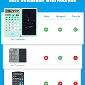 Aucanla Calculator with Notepad,12-Digit Large Display Desk Calculator,Rechargeable and Solar Basic Calculator for Office,School and Business